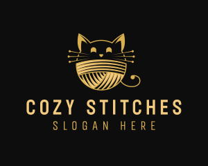 Crochet Yarn Kitten logo design