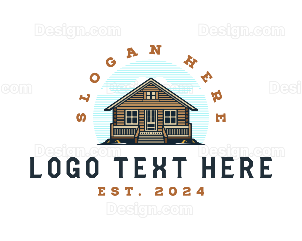 Wood Cabin Contractor Logo
