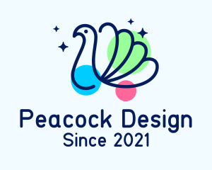 Minimalist Multicolor Peacock logo