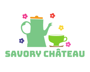 Floral Teahouse Cup  logo design