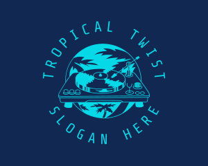 Tropical DJ Turntable logo design