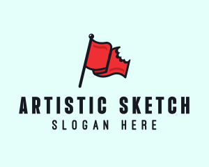 Red Bitten Flag logo design