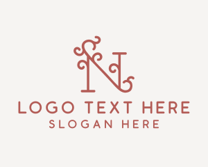Lettering - Ornamental Letter N logo design