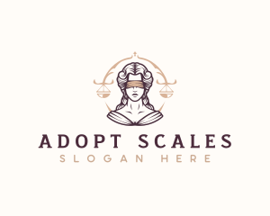 Woman Blindfold Justice Scales logo design