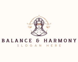 Woman Blindfold Justice Scales logo design