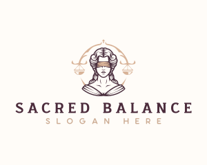 Woman Blindfold Justice Scales logo design