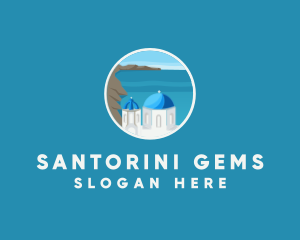 Santorini Greece Travel logo design