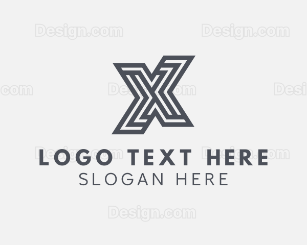 Marketing Stripe Line Letter X Logo