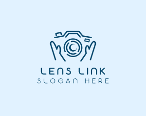 Hands Camera Lens logo design