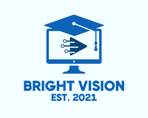 Blue Monitor Graduation logo design