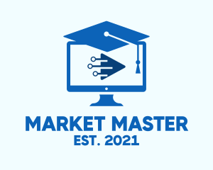 Blue Monitor Graduation logo design