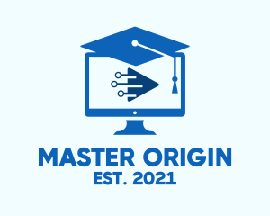 Blue Monitor Graduation logo design