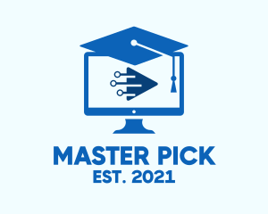 Blue Monitor Graduation logo design