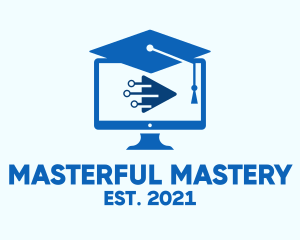 Blue Monitor Graduation logo design