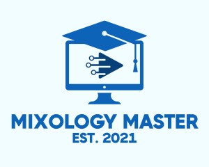 Blue Monitor Graduation logo design