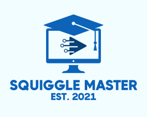 Blue Monitor Graduation logo design