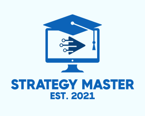 Blue Monitor Graduation logo design