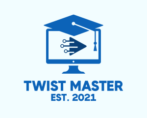 Blue Monitor Graduation logo design