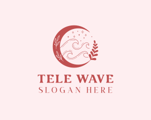 Floral Moon Wave logo design