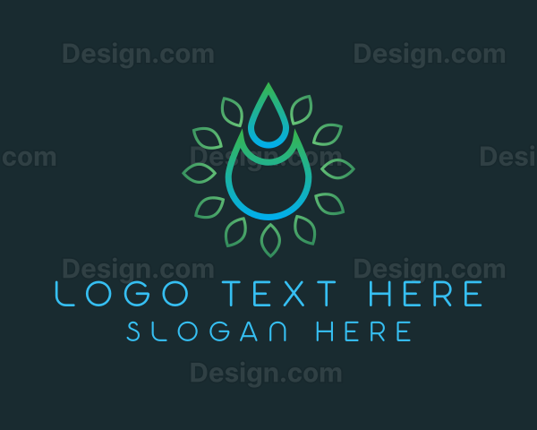 Abstract Water Droplet Leaf Logo