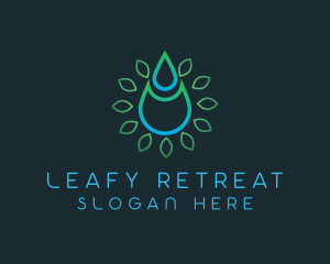 Abstract Water Droplet Leaf logo design