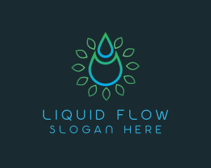 Abstract Water Droplet Leaf logo design