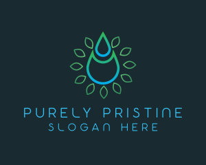 Abstract Water Droplet Leaf logo design