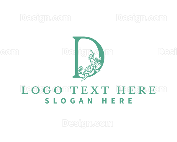 Natural Flower Floral Letter D Logo