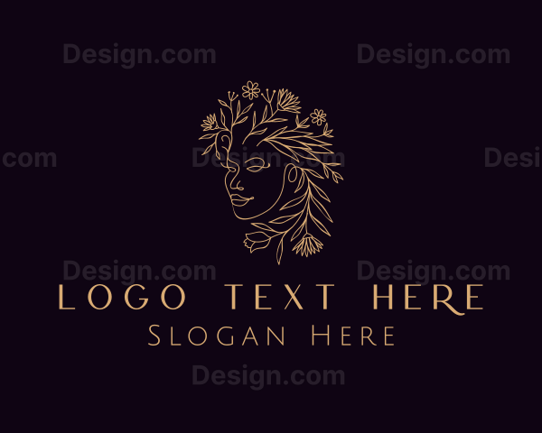 Gold Woman Floral Logo