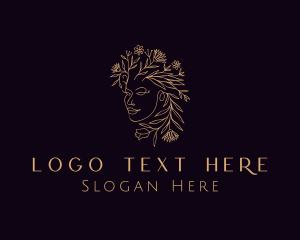 Gold Woman Floral logo