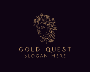 Gold Woman Floral logo design