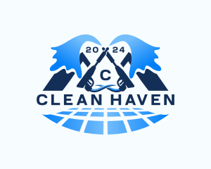 Pressure Washer Cleaning logo design