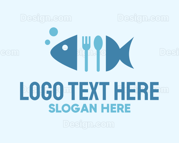 Fish Seafood Cutlery Diner Logo