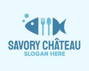 Fish Seafood Cutlery Diner logo design