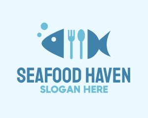 Fish Seafood Cutlery Diner logo design