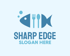 Fish Seafood Cutlery Diner logo design