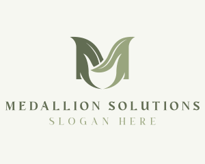 Leaf Wellness Letter M logo design