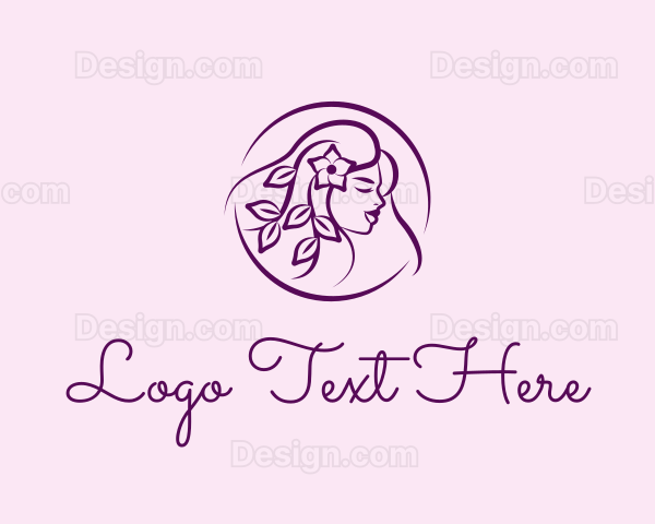 Female Floral Hairstyle Logo