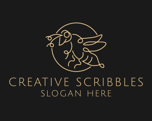 Flying Scribble Bee logo design