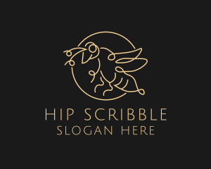 Flying Scribble Bee logo design