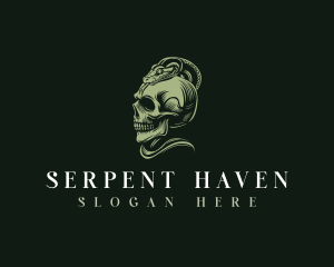 Snake Serpent Skull logo design