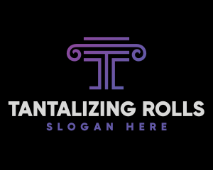 Purple Letter T Pillar logo design