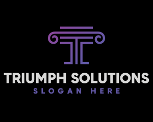 Purple Letter T Pillar logo design