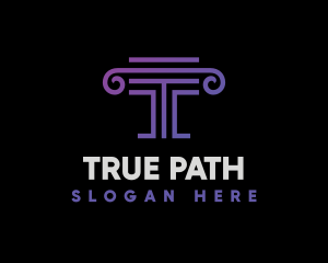 Purple Letter T Pillar logo design