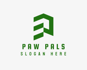 Green Abstract Building  logo design