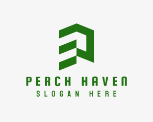 Green Abstract Building  logo design