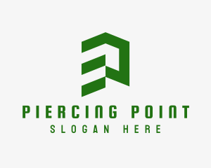 Green Abstract Building  logo design