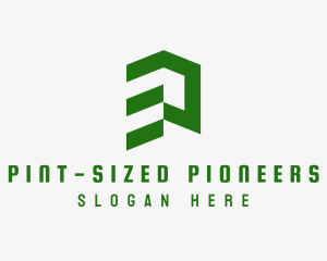 Green Abstract Building  logo design