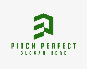 Green Abstract Building  logo design