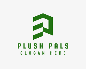 Green Abstract Building  logo design